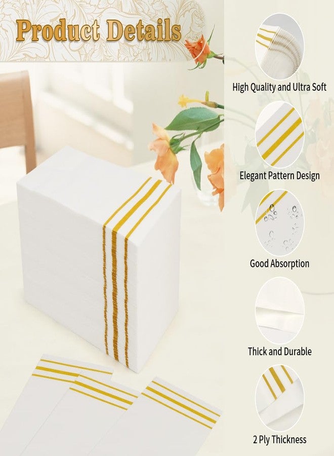 KQNBI 100 Pack Paper Napkins Disposable Guest Towels Gold Lined Elegant Dinner Napkins 2-ply Party Napkins Guest Disposable Soft & Absorbent Paper Hand Towels for Bathroom Kitchen Wedding Party Dinner Event - Image 4